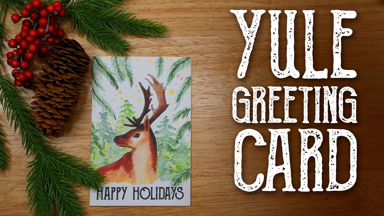 Read more about the article Yule Greeting Cards, Watercolor Winter Solstice Greeting Card